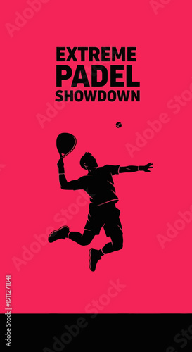 Dynamic Paddle Tennis Competition Poster Illustrating Extreme Sport Showdown in Vivid Color