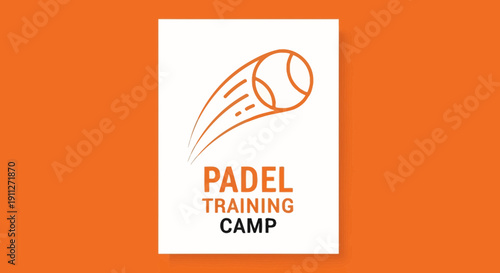 Dynamic Padel Camp Logo Design With Orange And White Colors, Modern Sport Illustration
