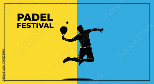 Dynamic Padel Festival Sports Event Celebration Action Silhouette