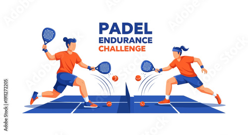 Dynamic Padel Match Illustration: Endurance Challenge Depicting Sporty Athletic Competition