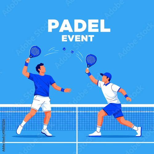 Dynamic Padel Match Sports Illustration Active Lifestyle Play