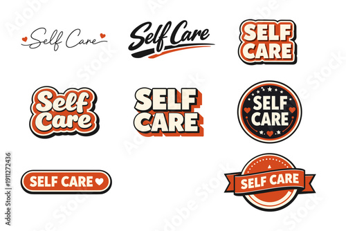 Variety of self care retro style logos and designs