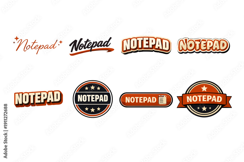 Fototapeta premium Vintage style notepad logos on white background