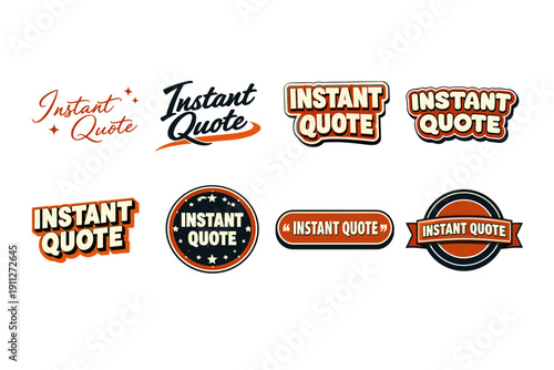 Vintage instant quote logos with retro typography and bold colors