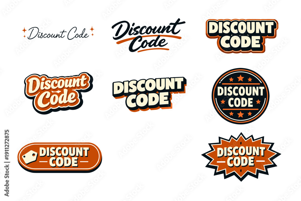 Obraz premium Various discount code designs in orange and black styles