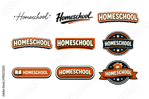 Variety of homeschool logos featuring different designs and styles