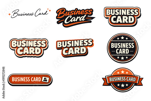 Variety of business card logo designs in orange and black