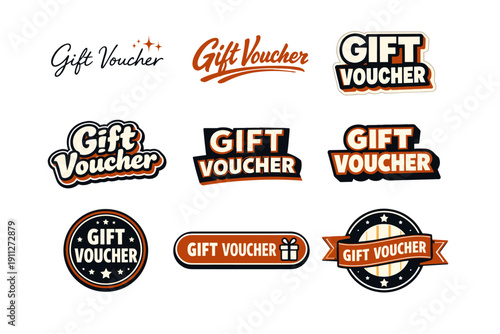Diverse gift voucher designs collection with vintage and modern styles