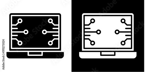 Laptop Icon Set White Glyph Style Collection