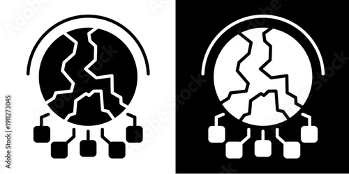 Globalization Icon Set White Glyph Style Collection