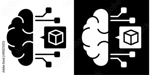 Artificial Intelligence Icon Set White Glyph Style Collection