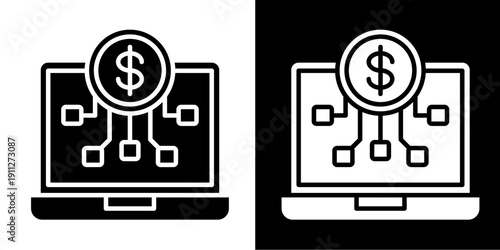 Cryptocurrency Icon Set White Glyph Style Collection