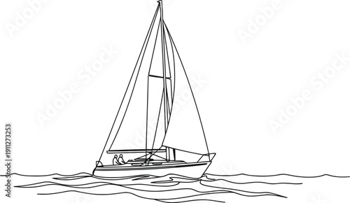 Elegant sailboat gliding across wavy ocean waters