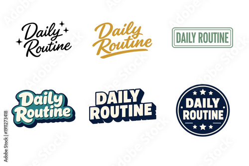 Variety of 'daily routine' logo designs in different styles