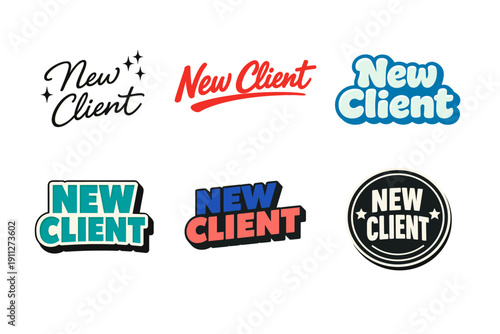 Various new client text designs with bold and colorful typography