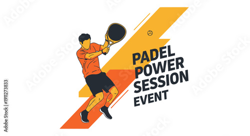 Dynamic Padel Power Session Event Featuring Player Action and Modern Graphic Design