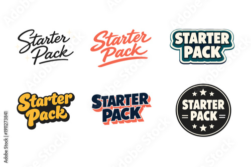 Diverse starter pack logos with varied typography and colors design