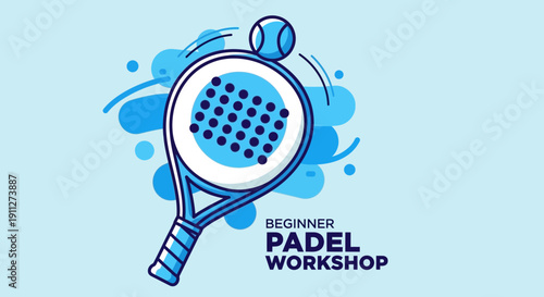 Dynamic Padel Racket And Ball Illustration For Sports Marketing