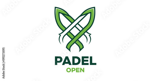 Dynamic Padel Open Logo With Abstract Green Symbol And Typography