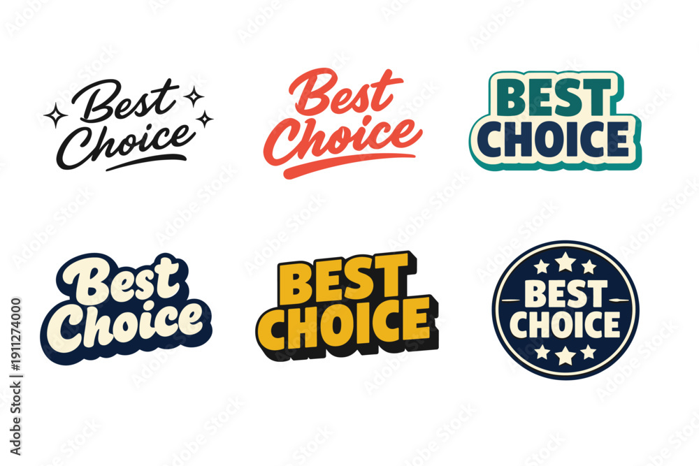 Obraz premium Variety of best choice logos with different fonts and styles