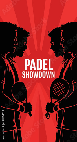 Dynamic Padel Showdown: Silhouette Athletes Engaging in a Thrilling Competitive Match