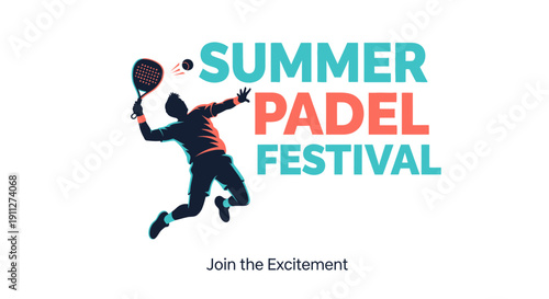 Dynamic Padel Player In Action During Summer Festival Event