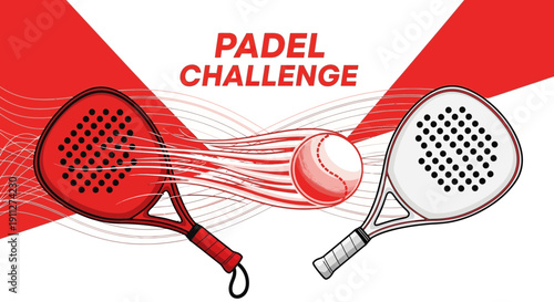 Dynamic Padel Tennis Championship Graphic With Rackets and Ball