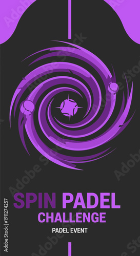 Dynamic Padel Sports Event Poster With Swirling Vortex and Balls
