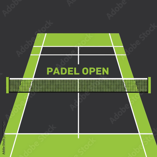 Dynamic Padel Tennis Court Aerial View With Open Tournament Announcement