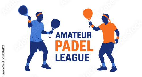 Dynamic Padel Players Competing In Amateur League Tournament Silhouette Design