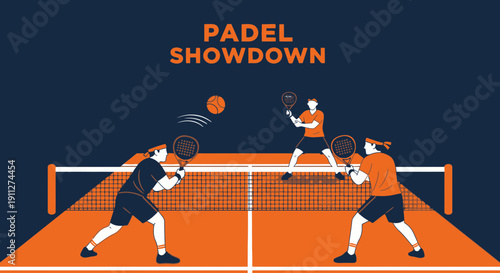 Dynamic Padel Tennis Match Featuring Players in Action
