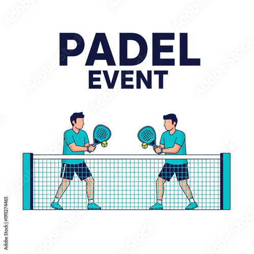 Dynamic Padel Tennis Match Illustration For Sports Event Promotion