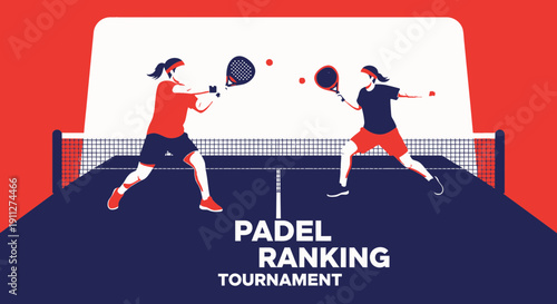 Dynamic Padel Tennis Match Illustration For Sports Enthusiasts