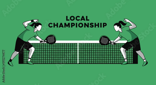 Dynamic Padel Tennis Match Play Illustration