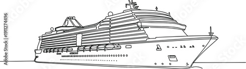Elegant cruise ship sails through calm waters artistic sketch