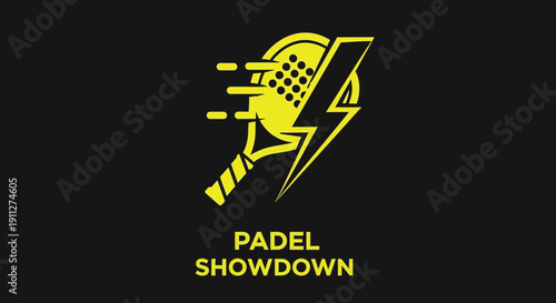 Dynamic Padel Tennis Tournament Logo With Lightning Bolt
