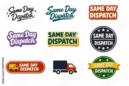 Same day dispatch logos and icons collection for fast delivery services