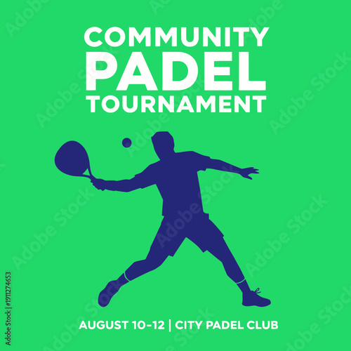 Dynamic Padel Tournament Announcement Graphic Bold Typography Design