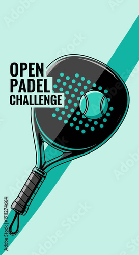 Dynamic Padel Tournament Design: Vibrant Illustration For Sport Competition Advertising
