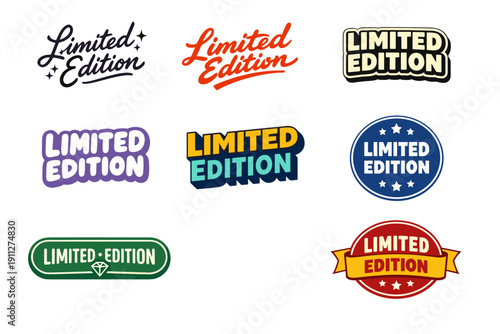 Variety of limited edition labels in different styles and colors