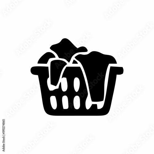 Laundry basket full of dirty clothes icon