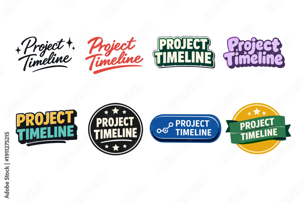 Fototapeta premium Various project timeline logo designs in different styles and colors