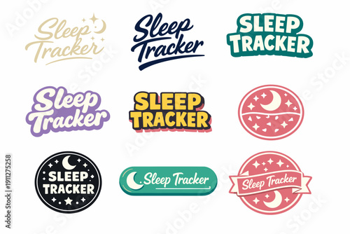 Set of sleep tracker logos with moon and stars design