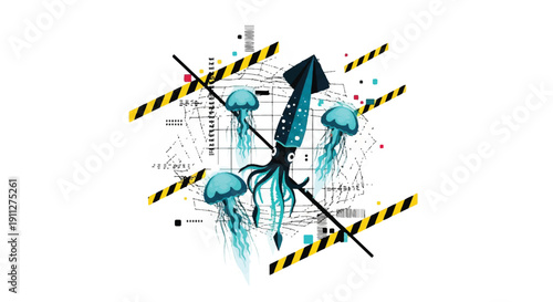 Digital Wildlife Interface: High-Tech Wireframe Animal Symbolizing AI, Data Structures, and Computational Design