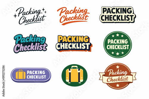 Creative packing checklist designs with luggage and badges