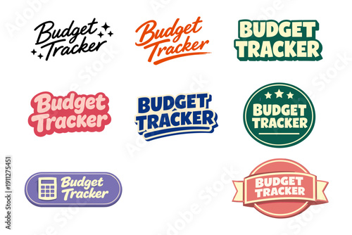 Variety of budget tracker logos in different styles and colors