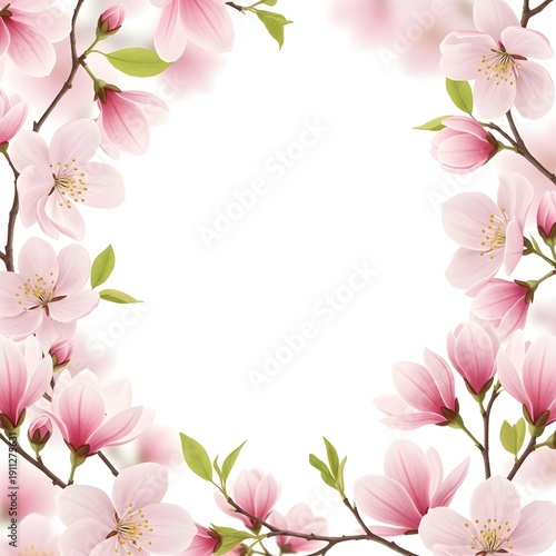 Elegant Pink Blossom Frame Background for May