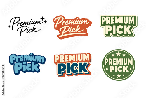Vintage and modern premium pick logo designs in various styles and colors
