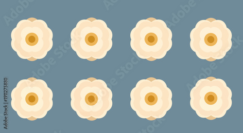 Flat illustration of a beautiful flower arrangement in a serene environment from a front viewpoint