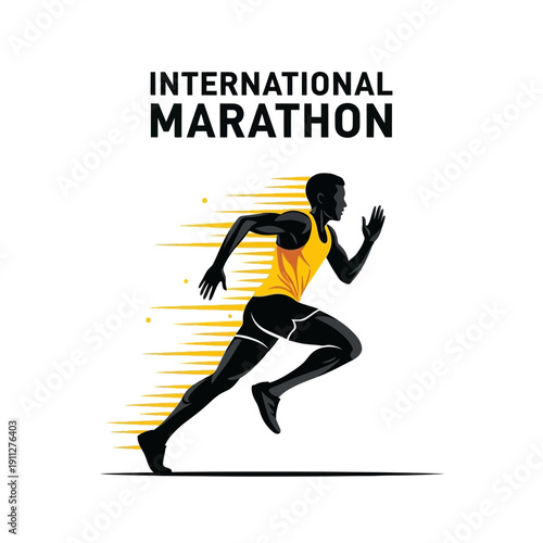Dynamic Runner Posing For International Marathon Event Illustration